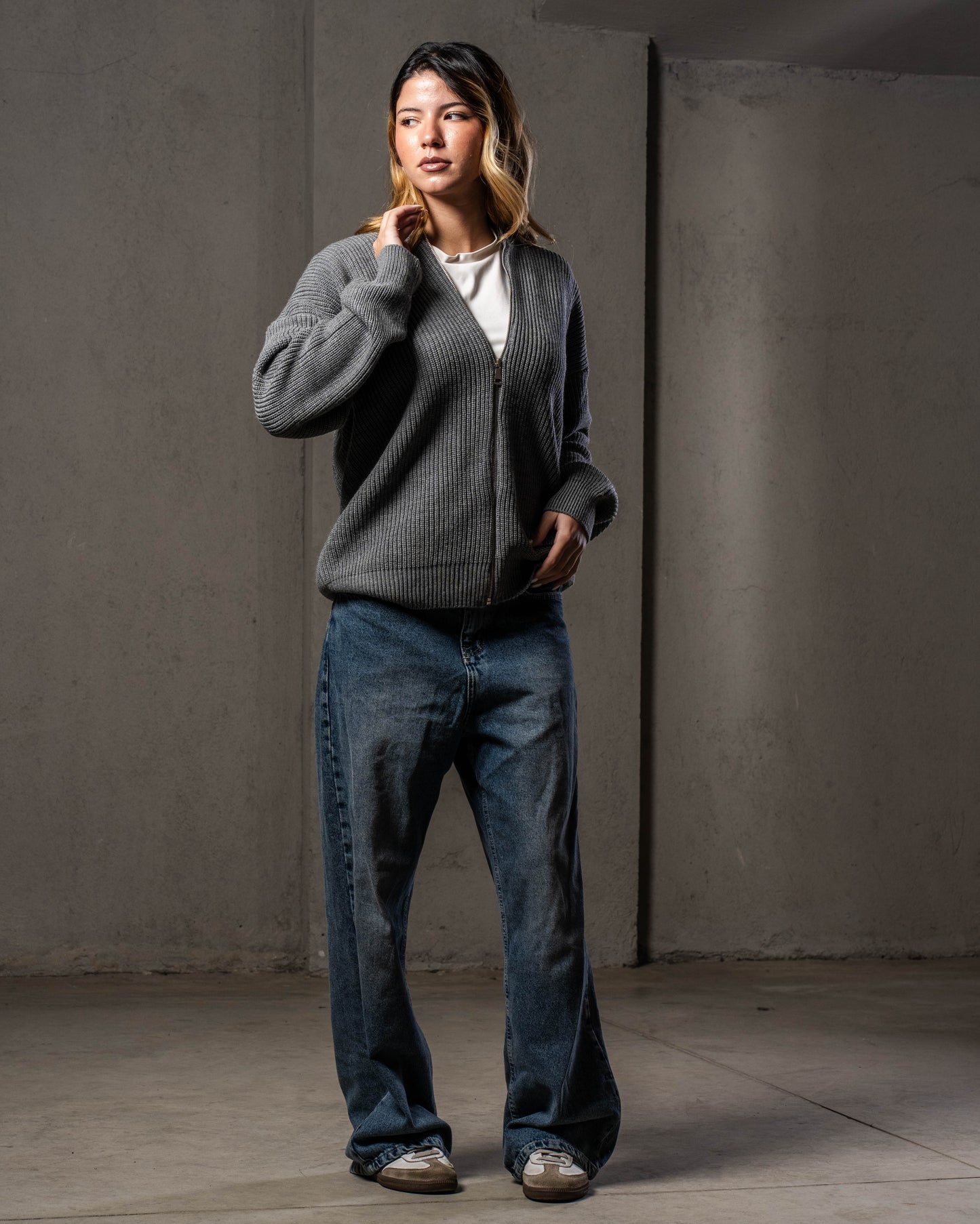 Grey Knitted Jacket