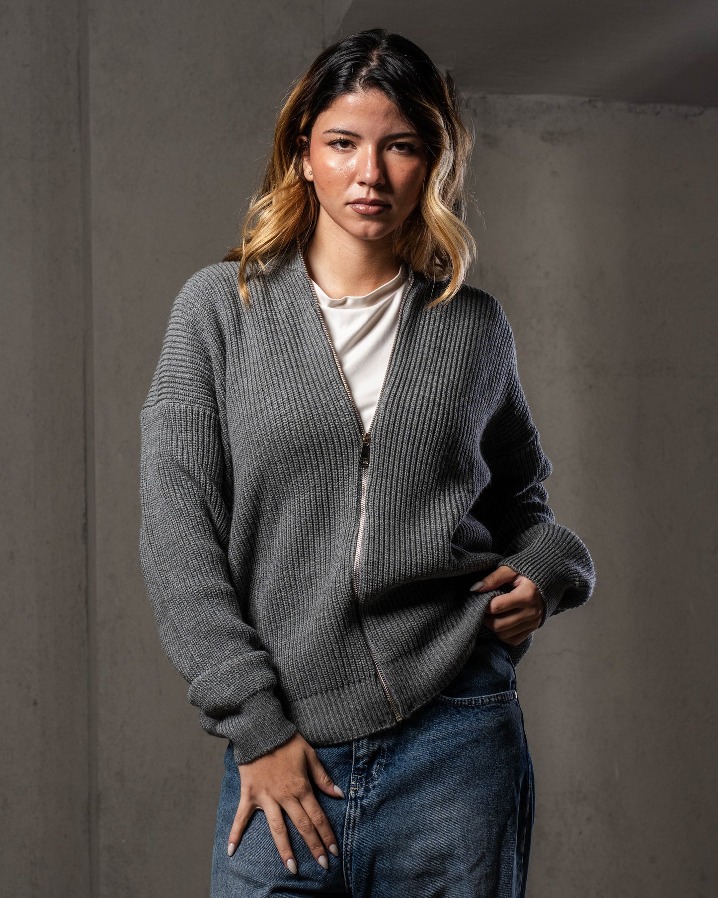 Grey Knitted Jacket