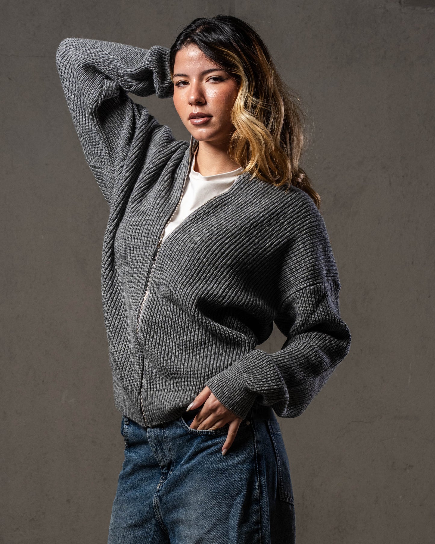 Grey Knitted Jacket