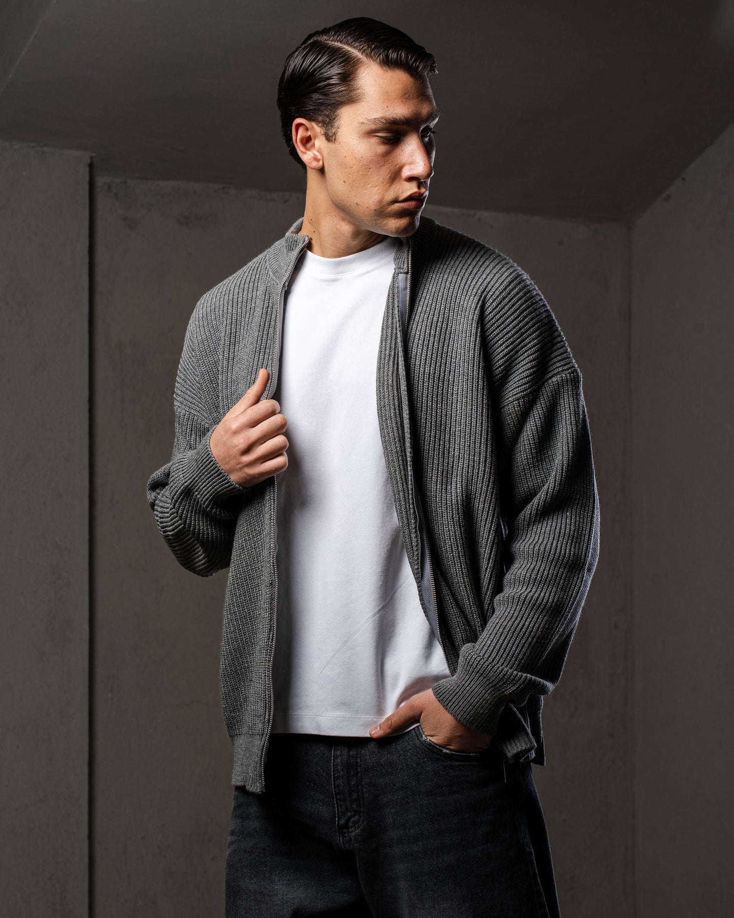 Grey Knitted Jacket