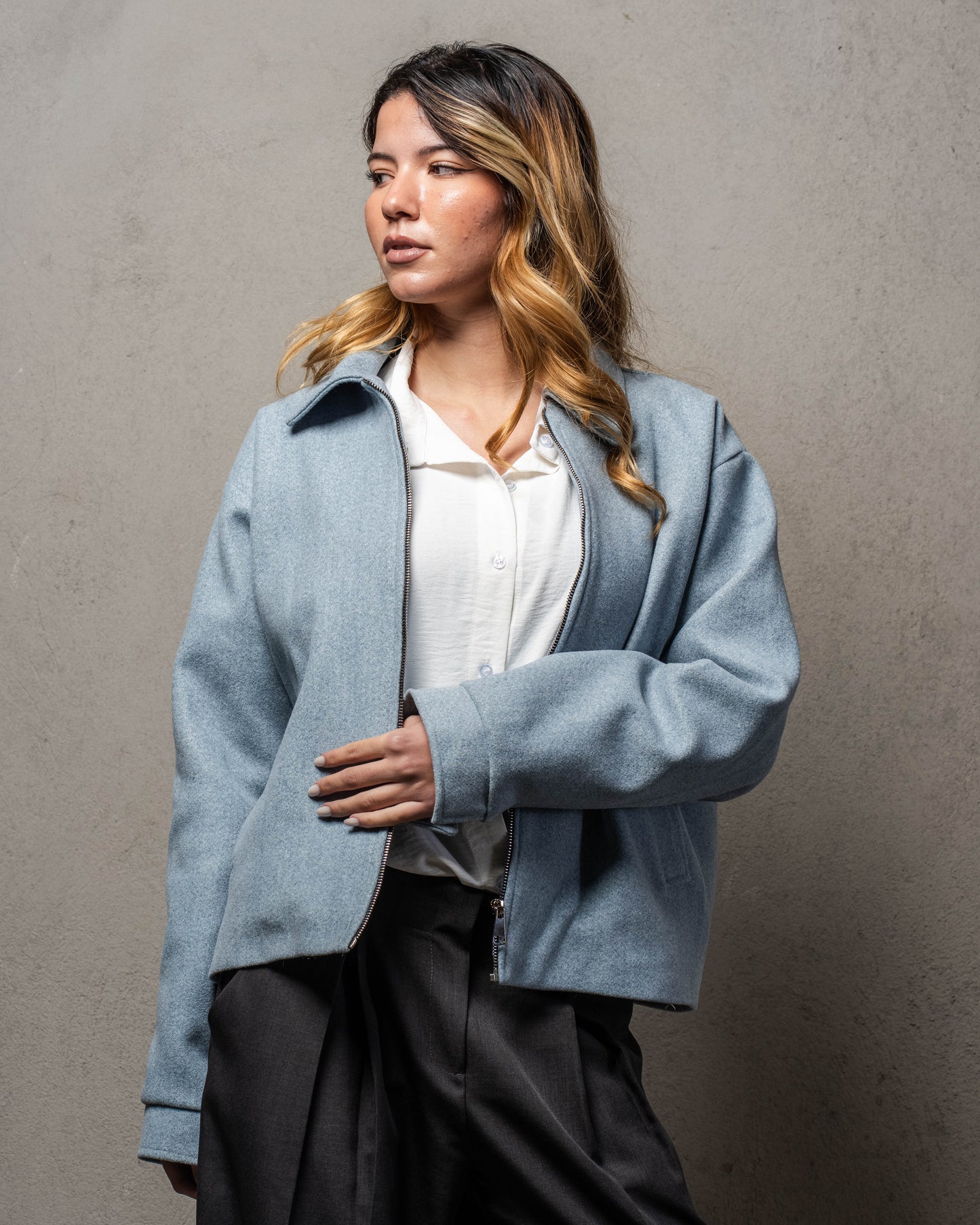 Baby Blue Cropped Jacket