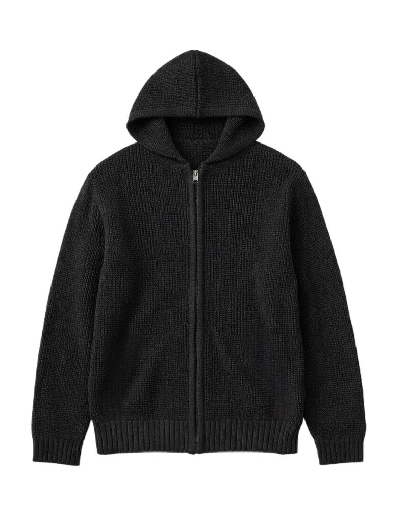 Black zip up knitted jacket