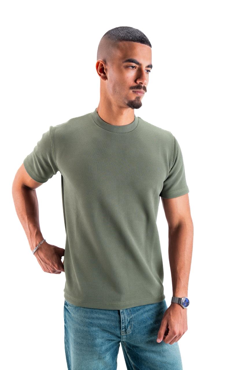 Olive Essential Textured round t.shirt