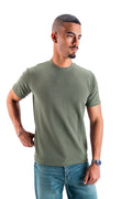 Olive Essential Textured round t.shirt