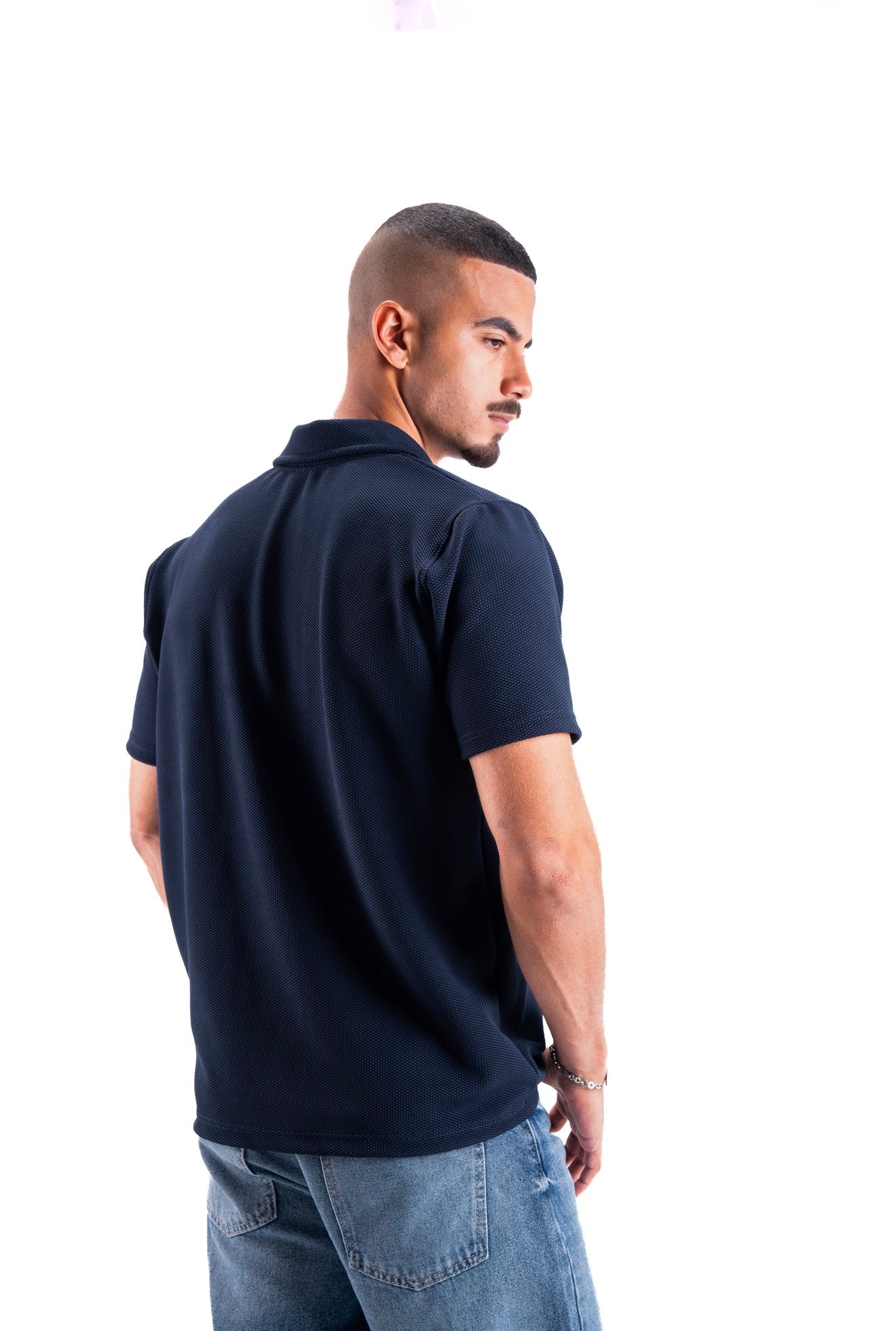 Navy Essential Textured Polo