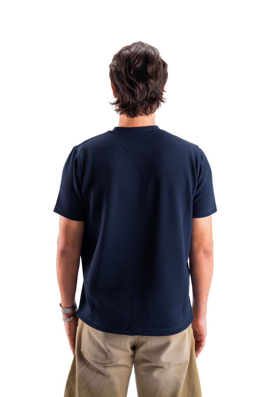 Navy Essential Textured round t.shirt