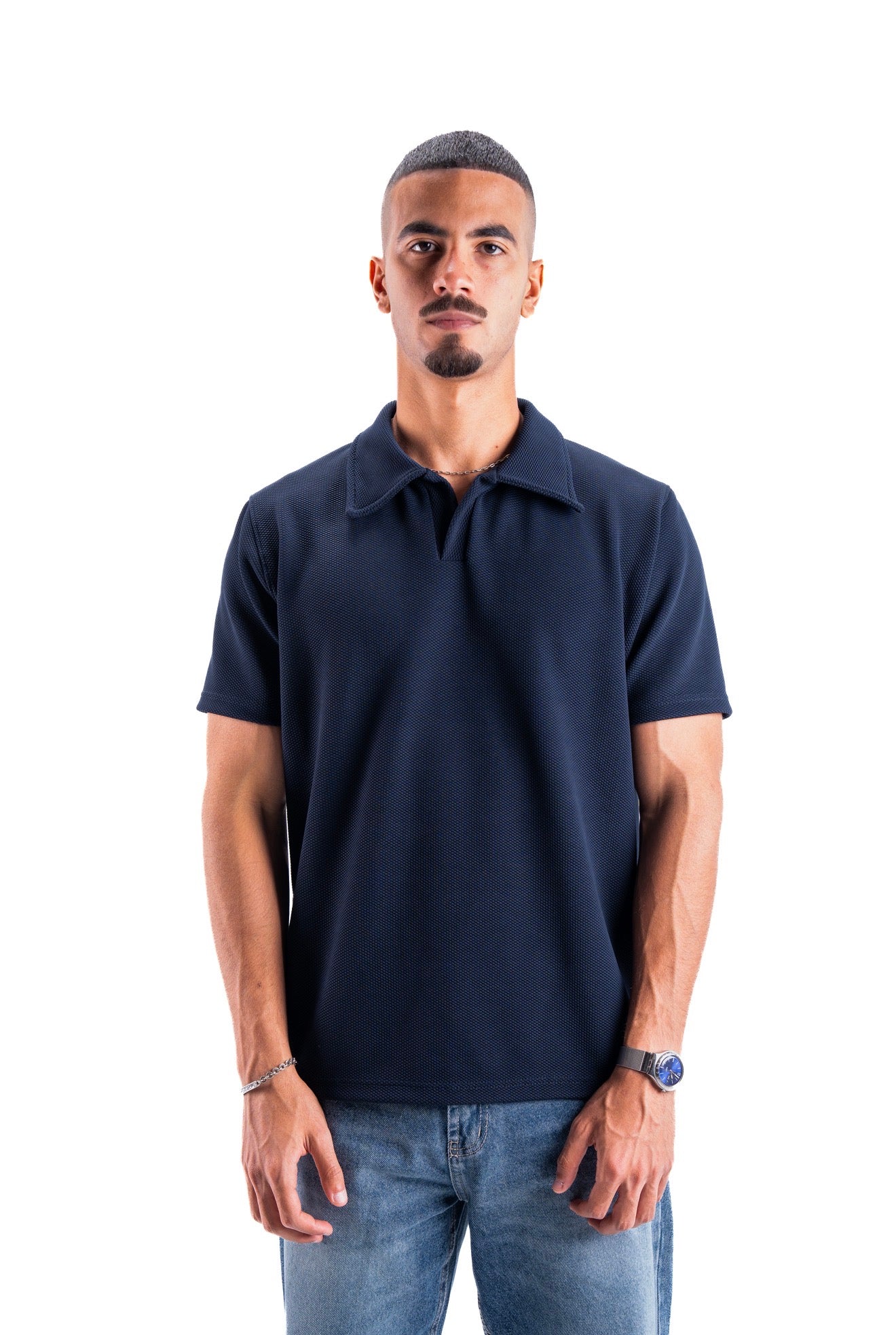 Navy Essential Textured Polo