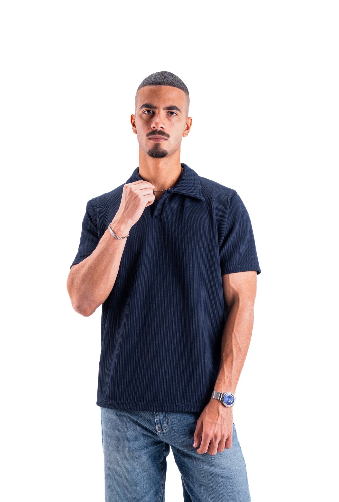 Navy Essential Textured Polo