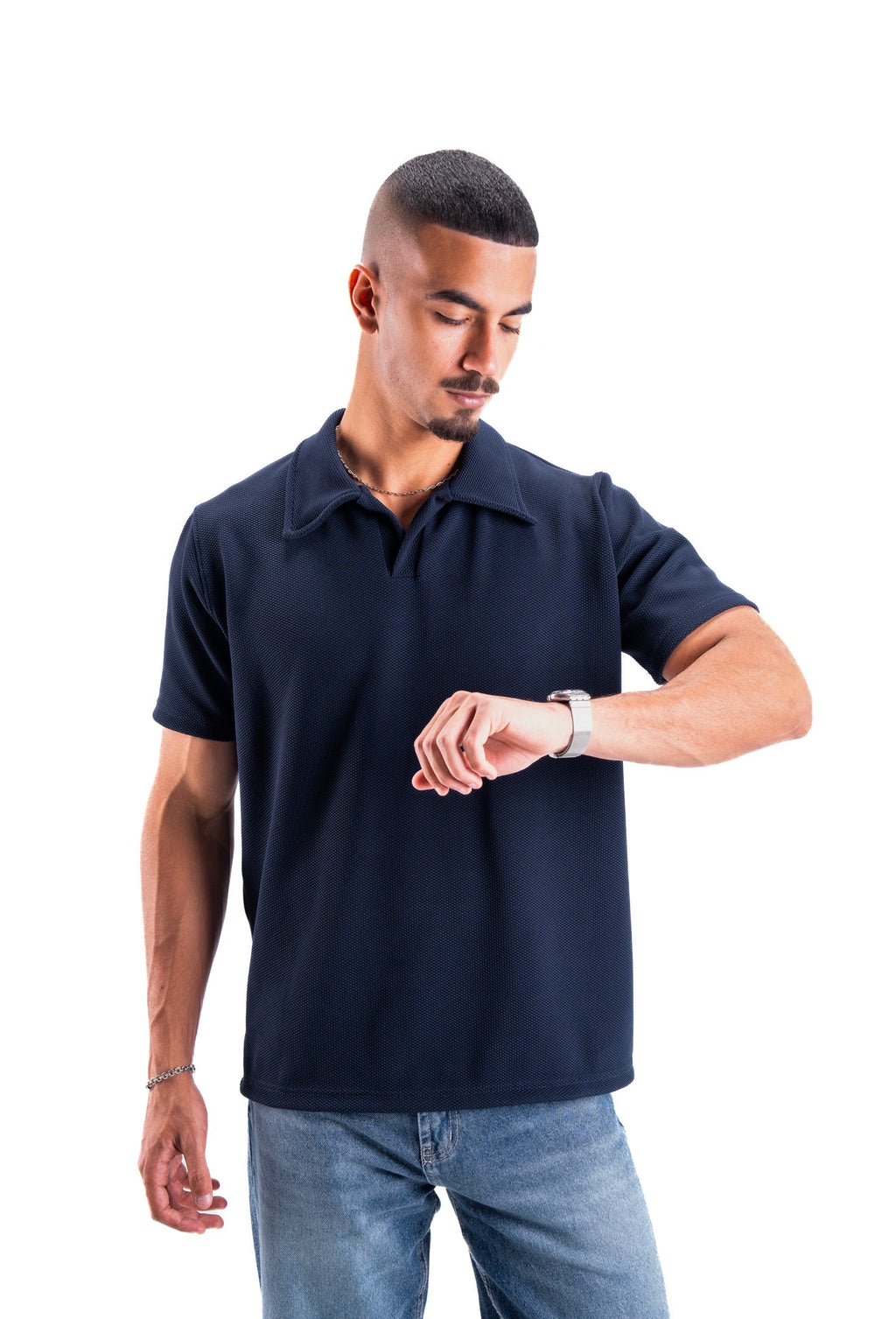 Navy Essential Textured Polo
