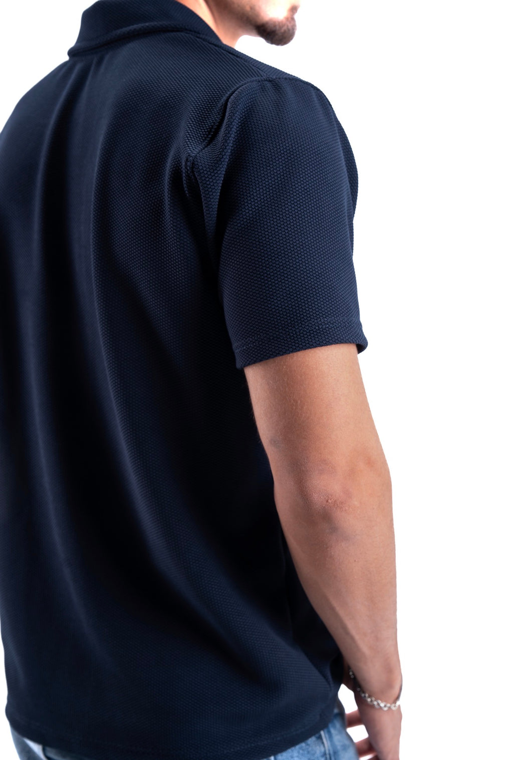 Navy Essential Textured Polo