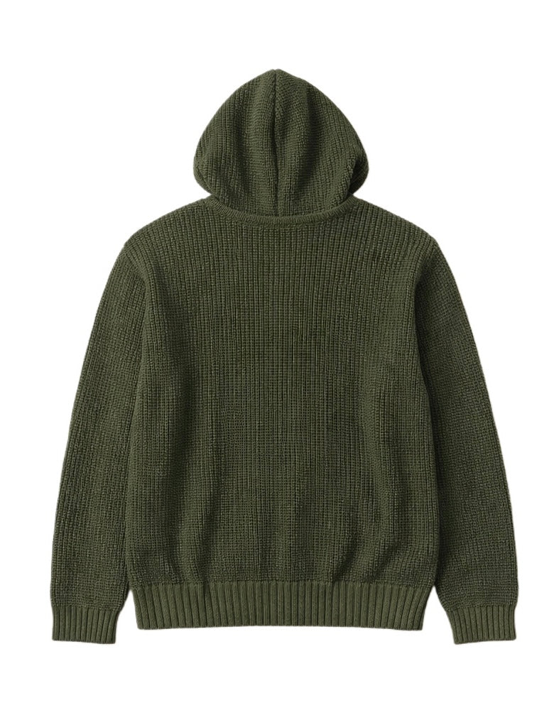 olive zip up knitted jacket