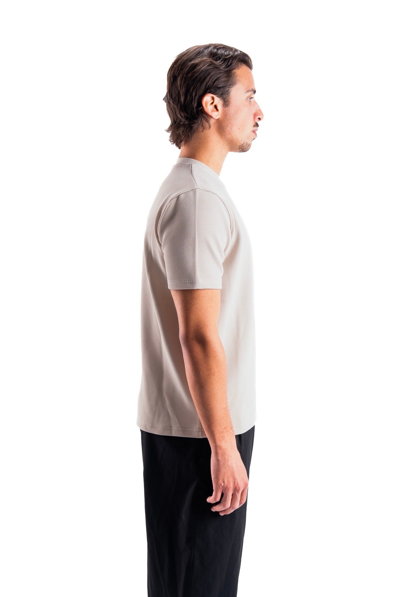 Creamy Essential Textured round t.shirt