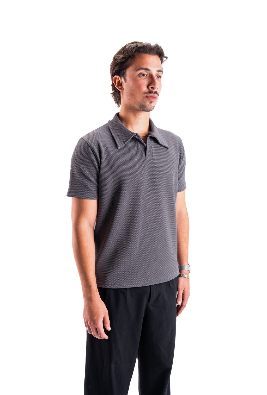 Grey Essential Textured Polo