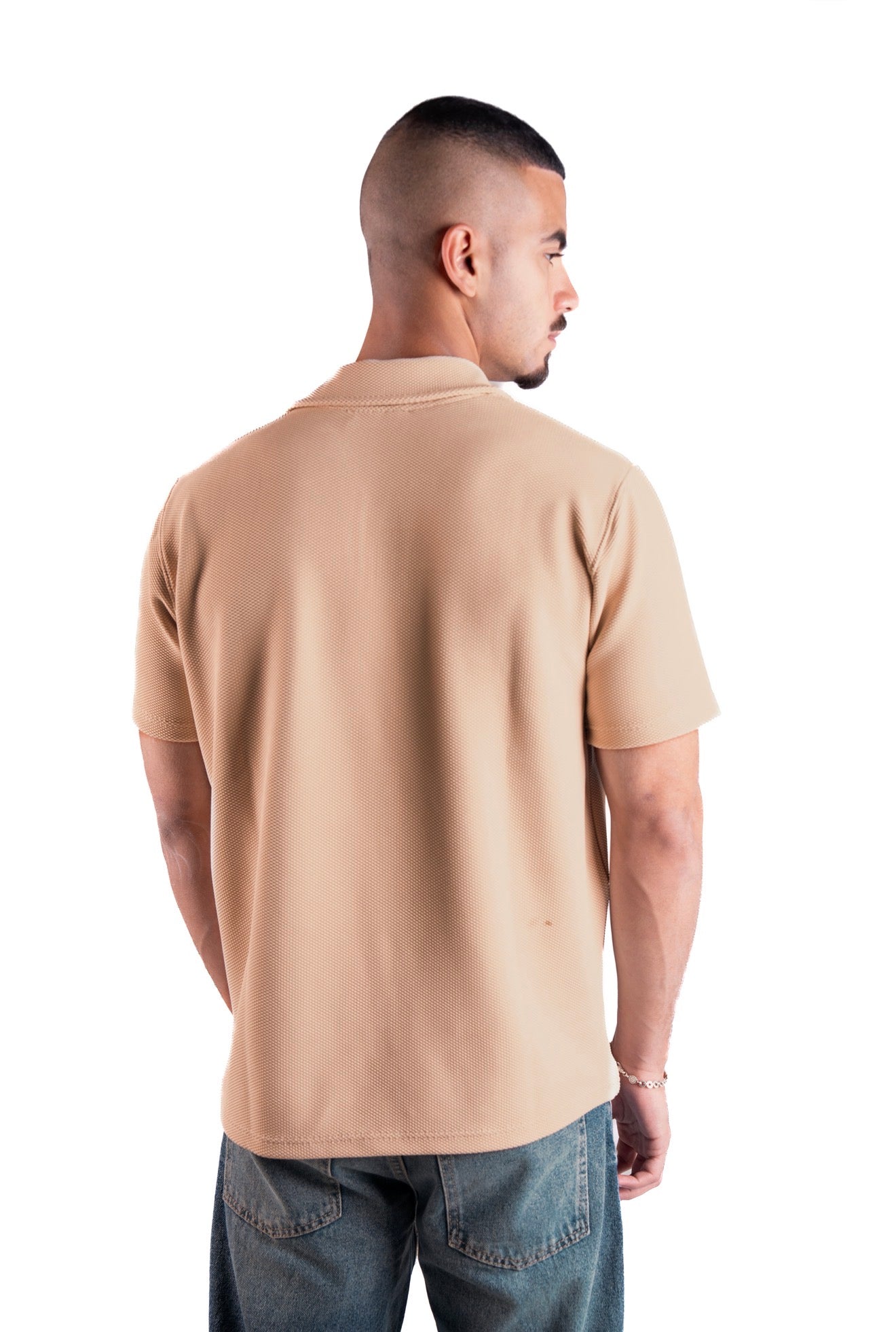 Nude Beige Essential Textured Polo
