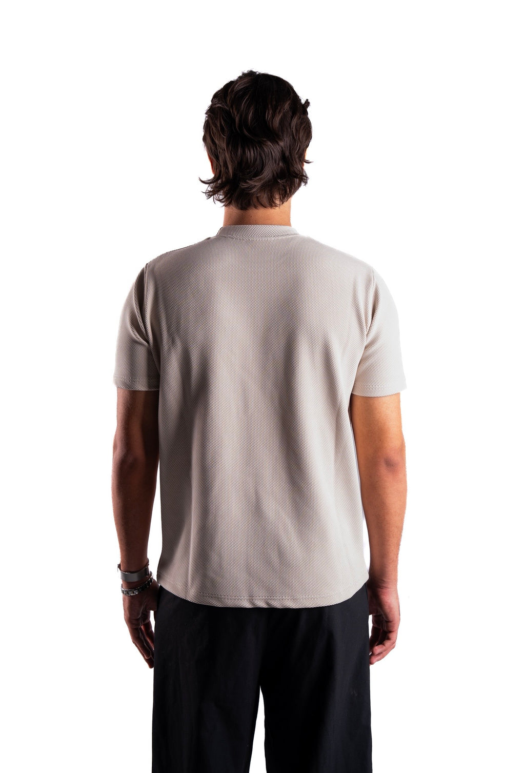 Creamy Essential Textured round t.shirt