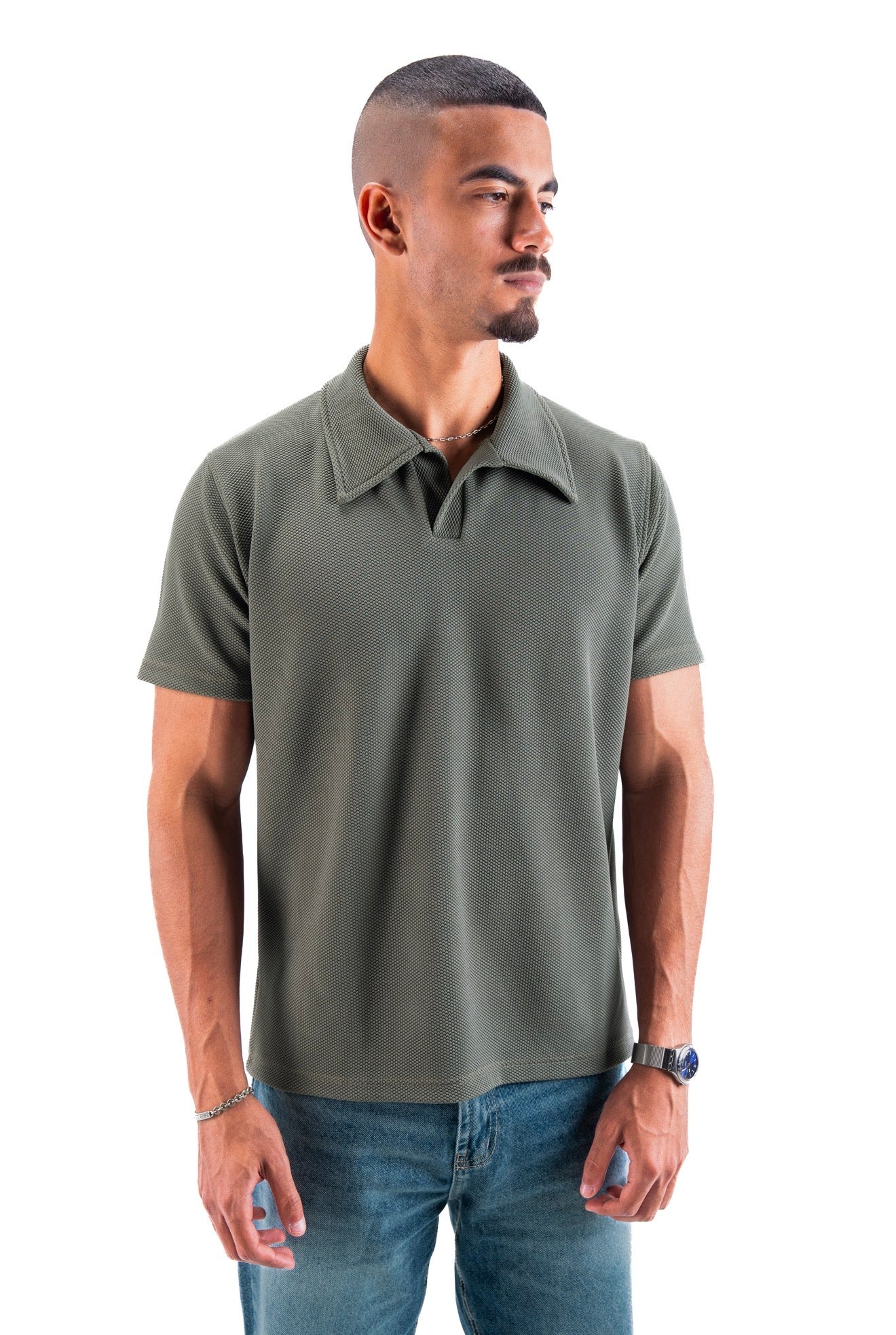 Olive Essential Textured Polo