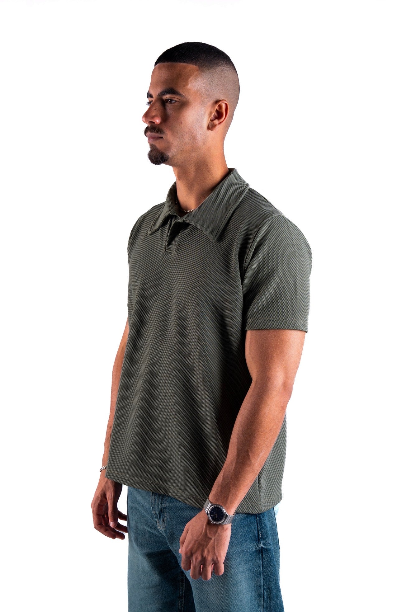 Olive Essential Textured Polo