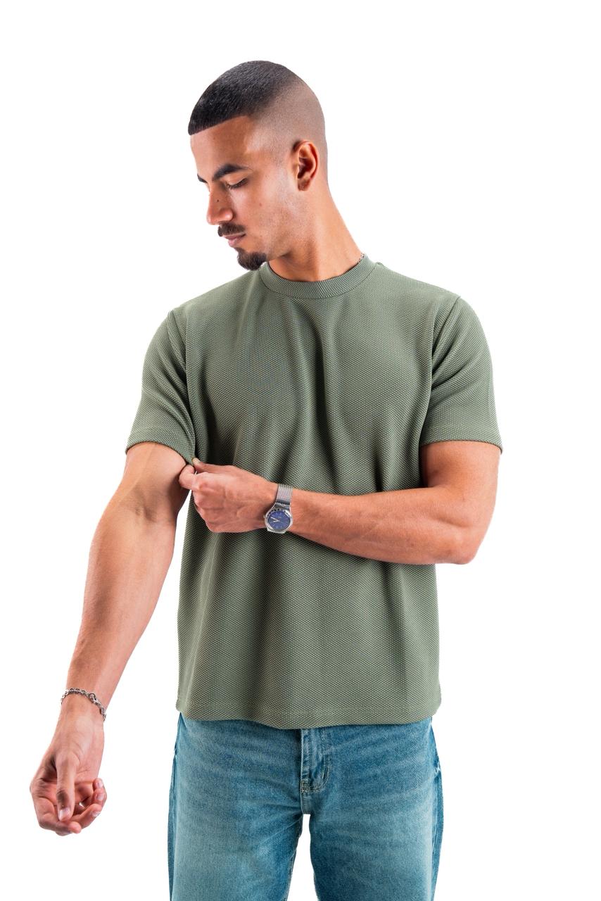 Olive Essential Textured round t.shirt