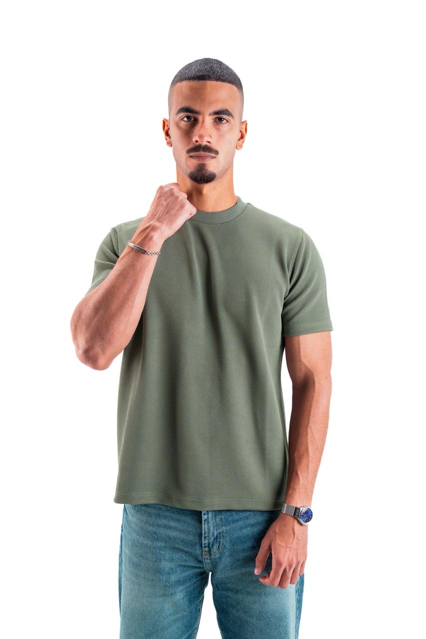 Olive Essential Textured round t.shirt