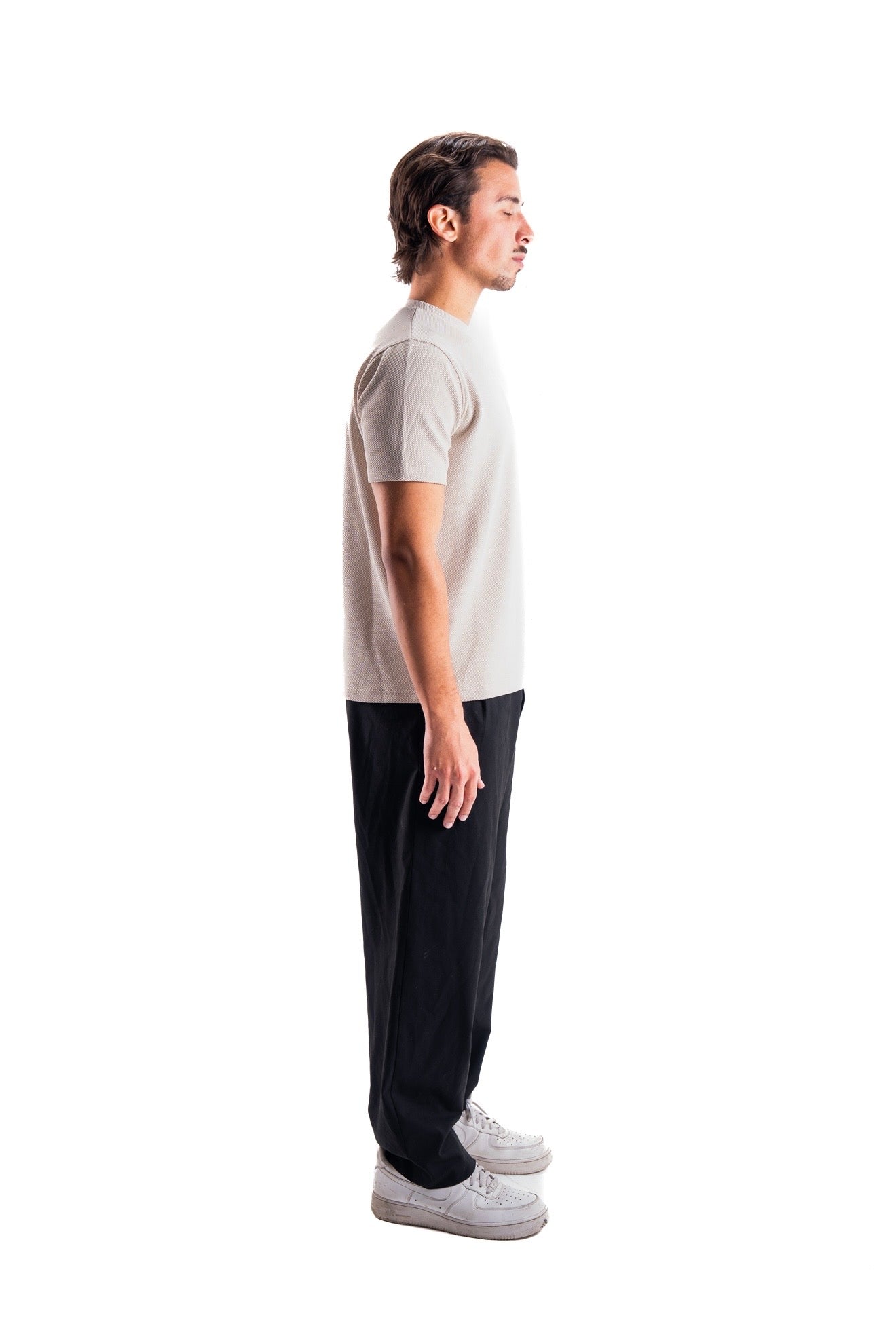 Creamy Essential Textured round t.shirt