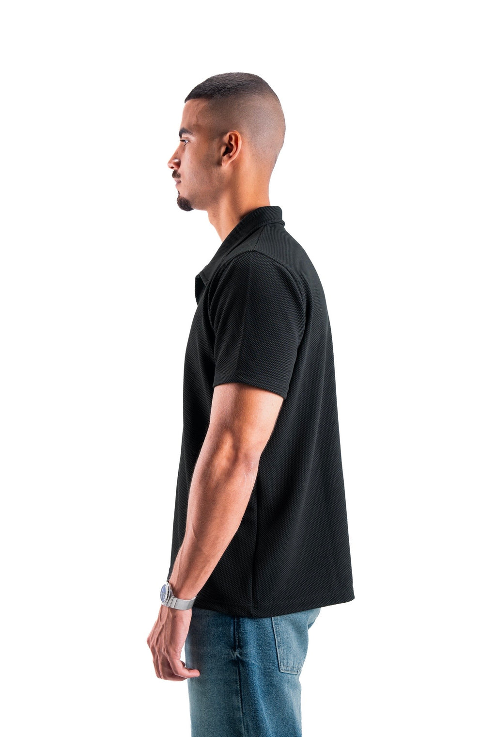 Black Essential Textured Polo