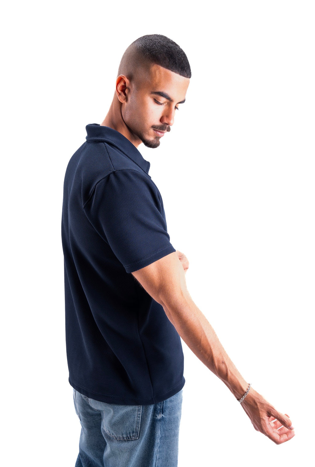 Navy Essential Textured Polo