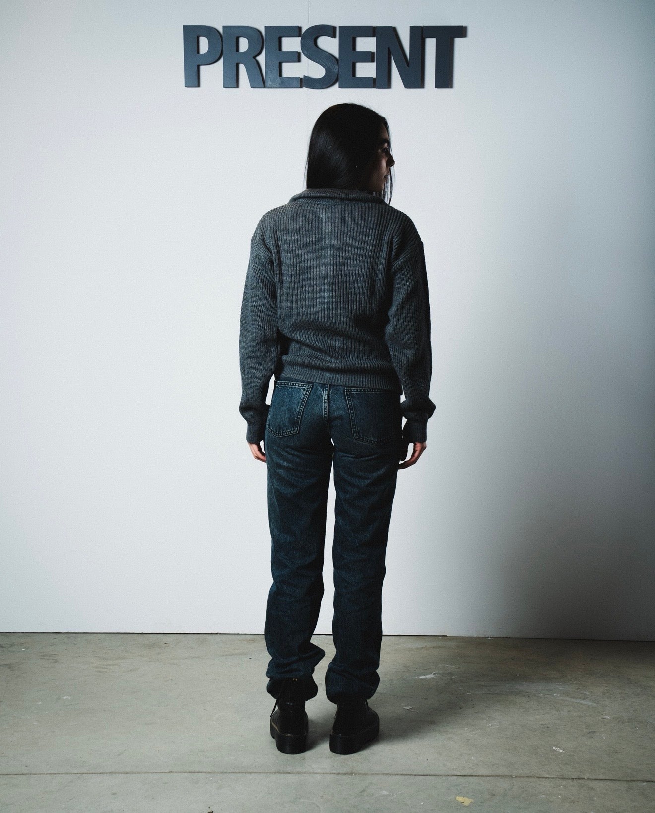 Women grey knitted jacket