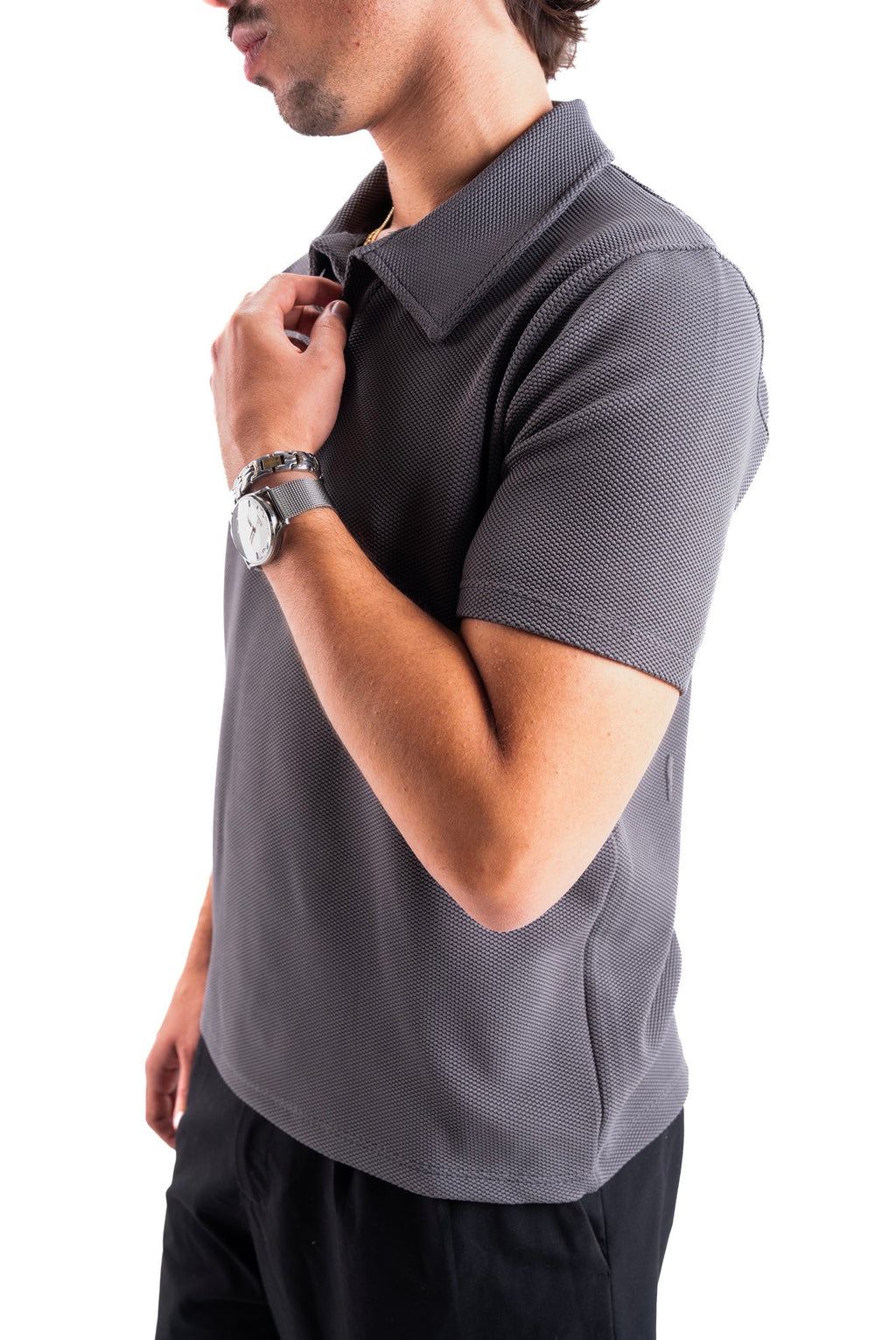 Grey Essential Textured Polo