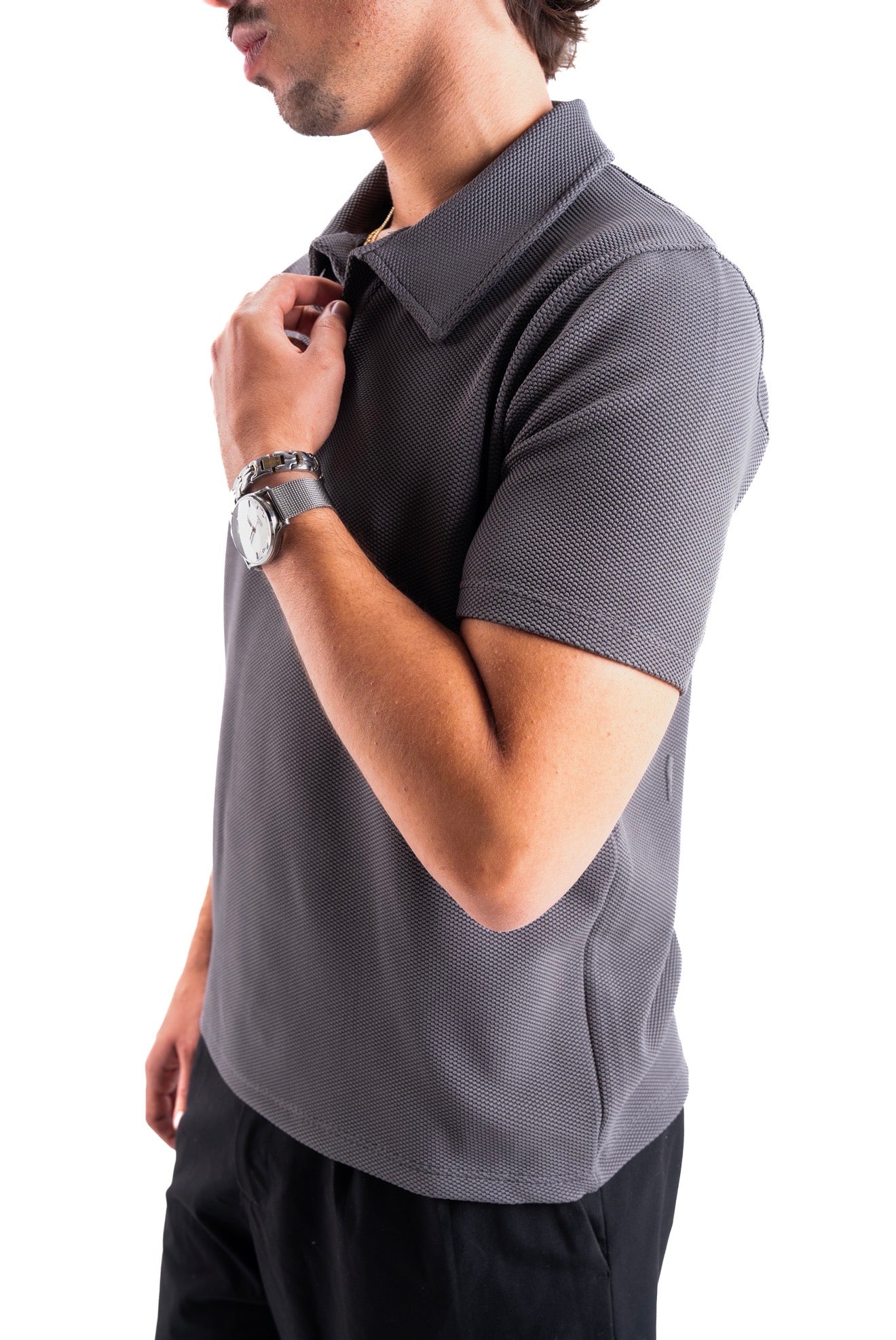 Grey Essential Textured Polo