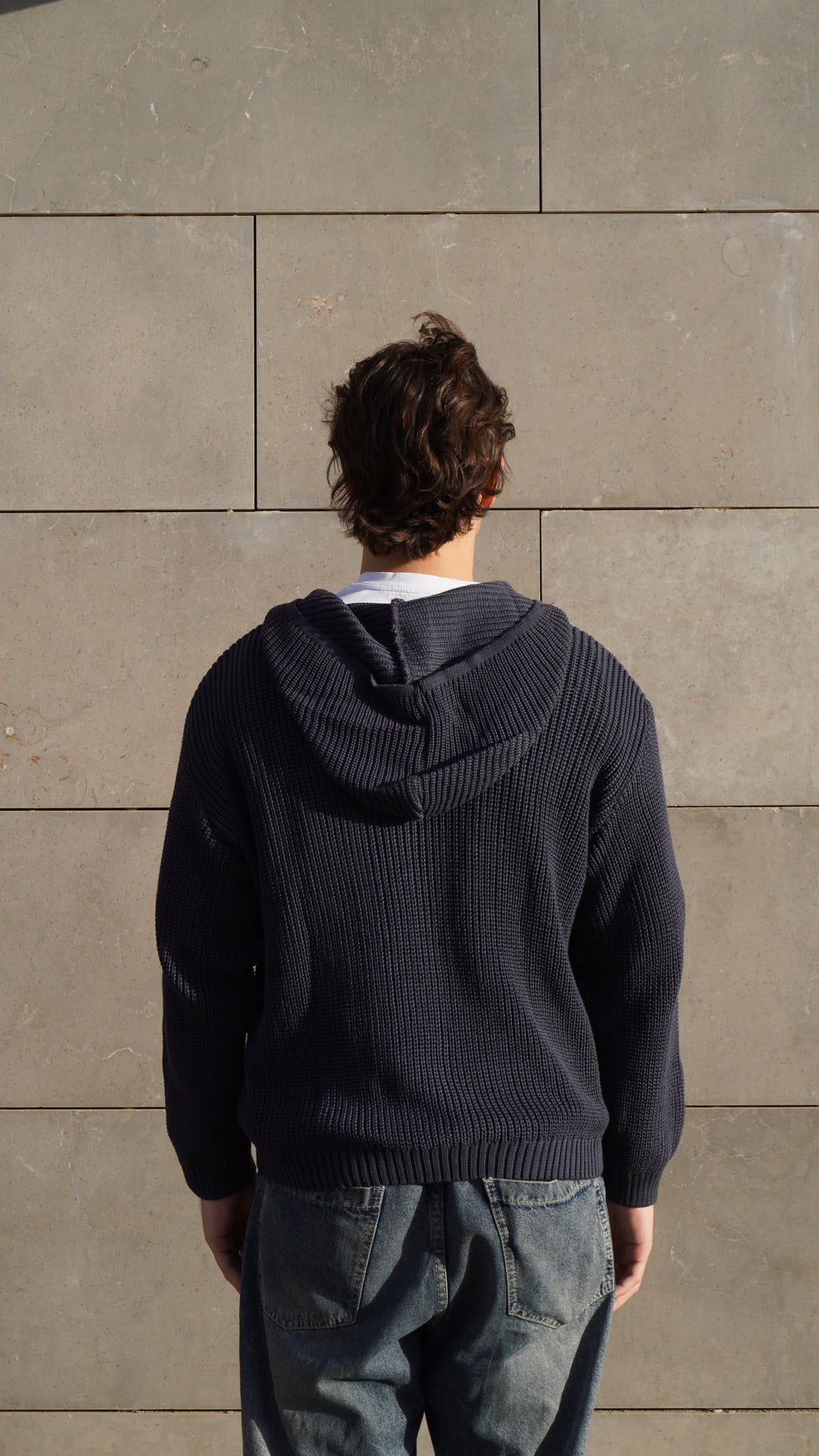 Grey zip up knitted jacket