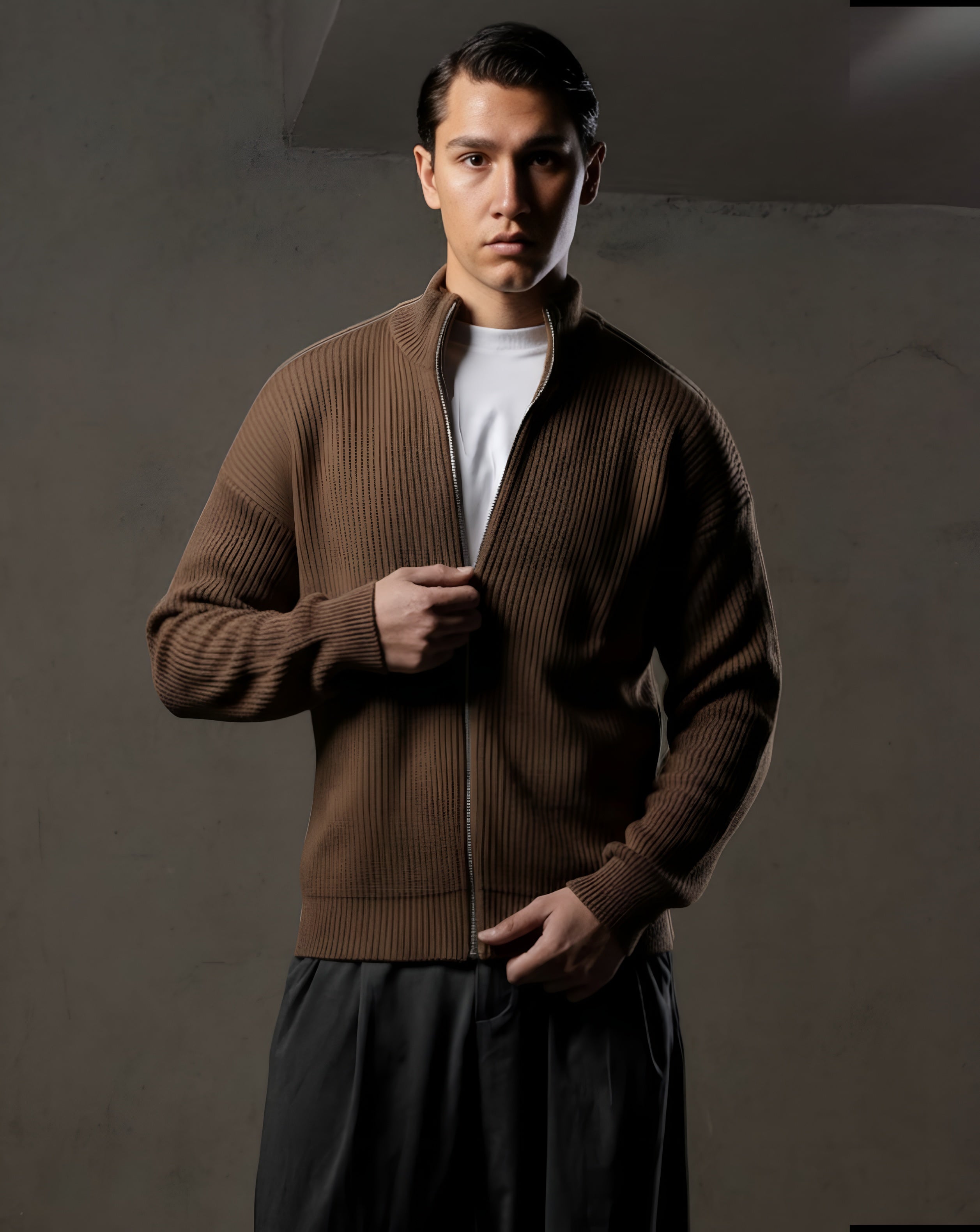 Brown knitted jacket