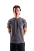 Grey Essential Textured round t.shirt