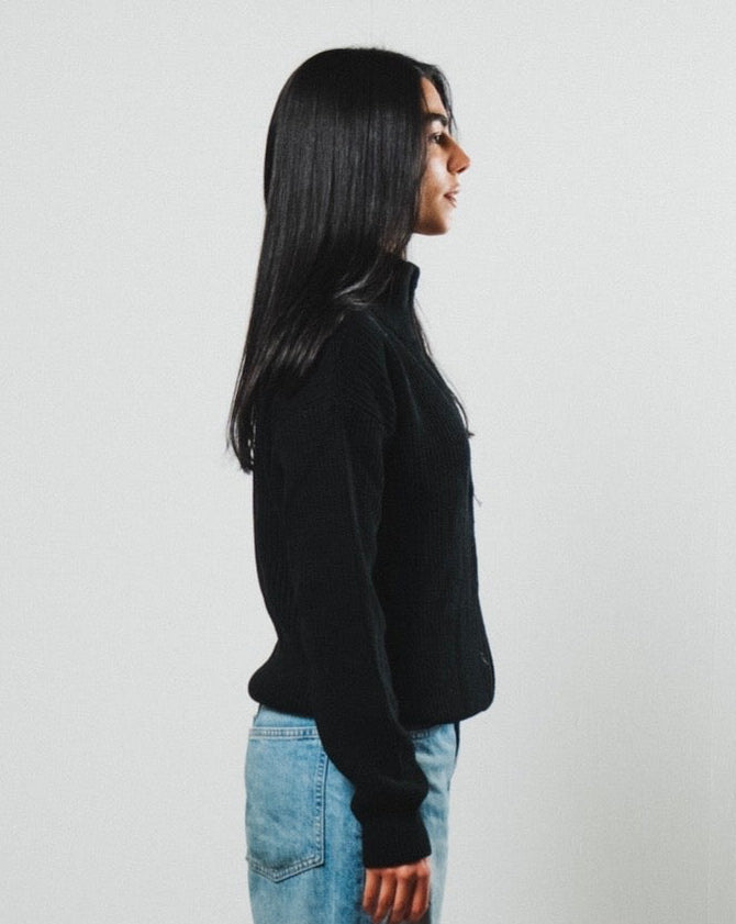 Women black knitted jacket