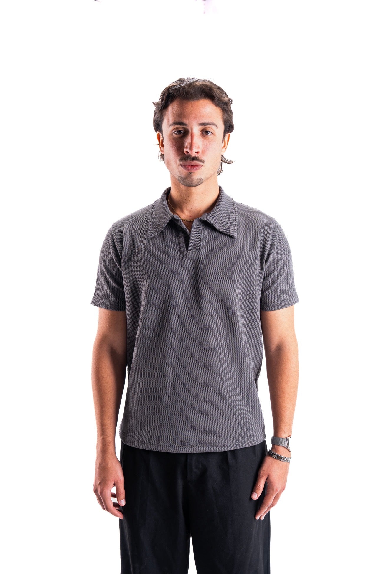 Grey Essential Textured Polo