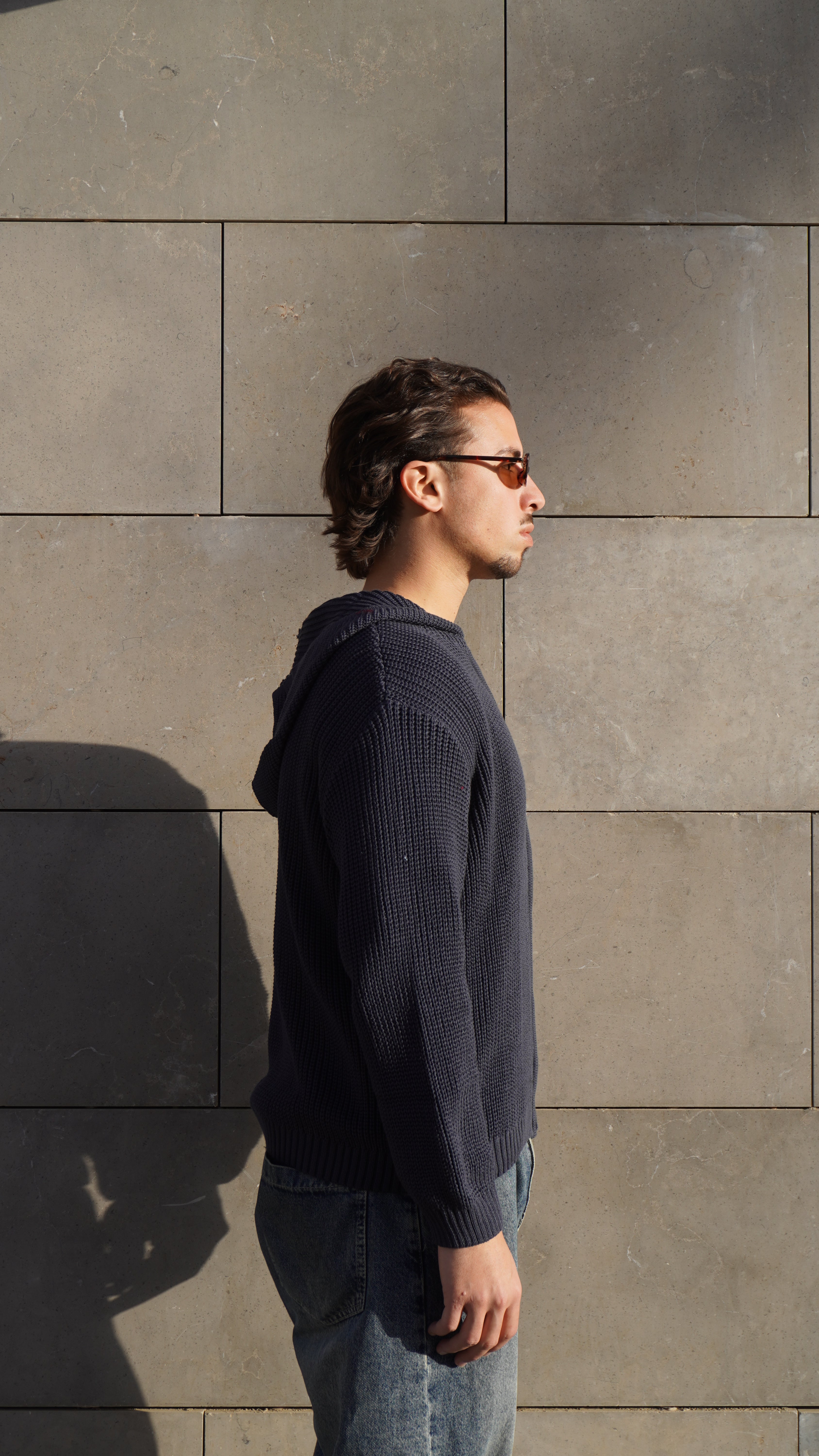 Grey zip up knitted jacket