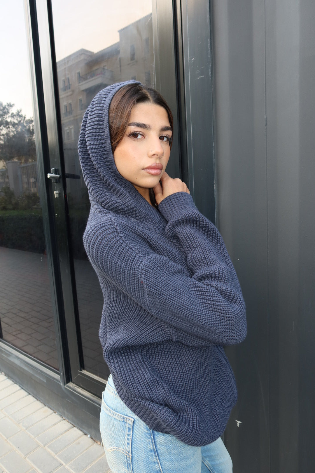 Grey zip up knitted jacket