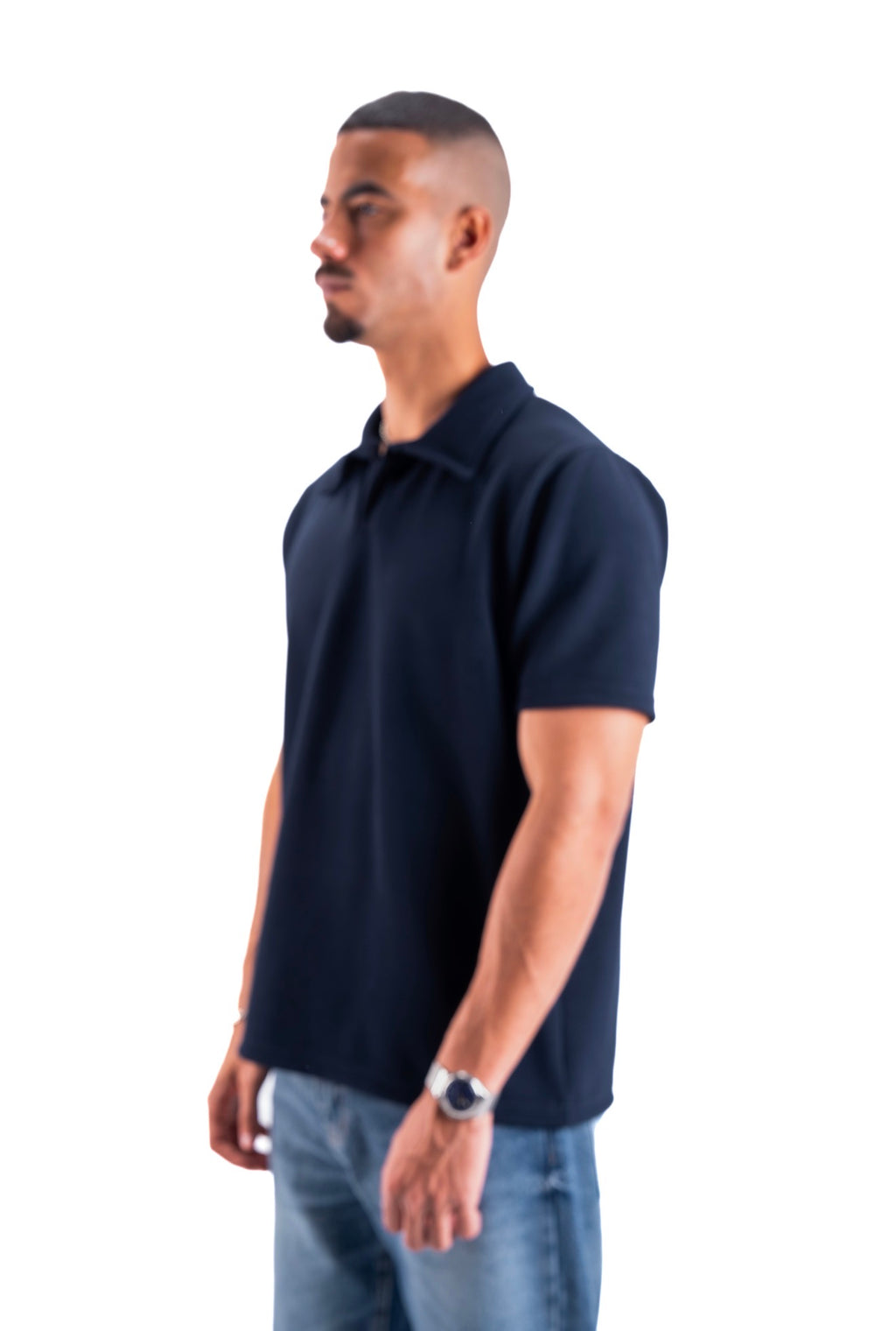 Navy Essential Textured Polo