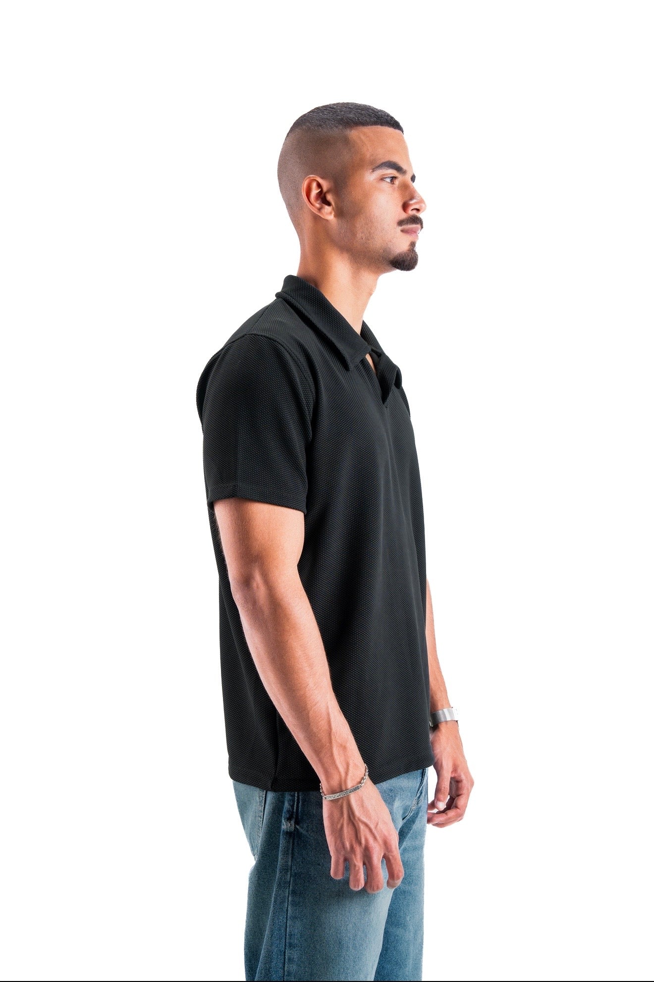 Black Essential Textured Polo