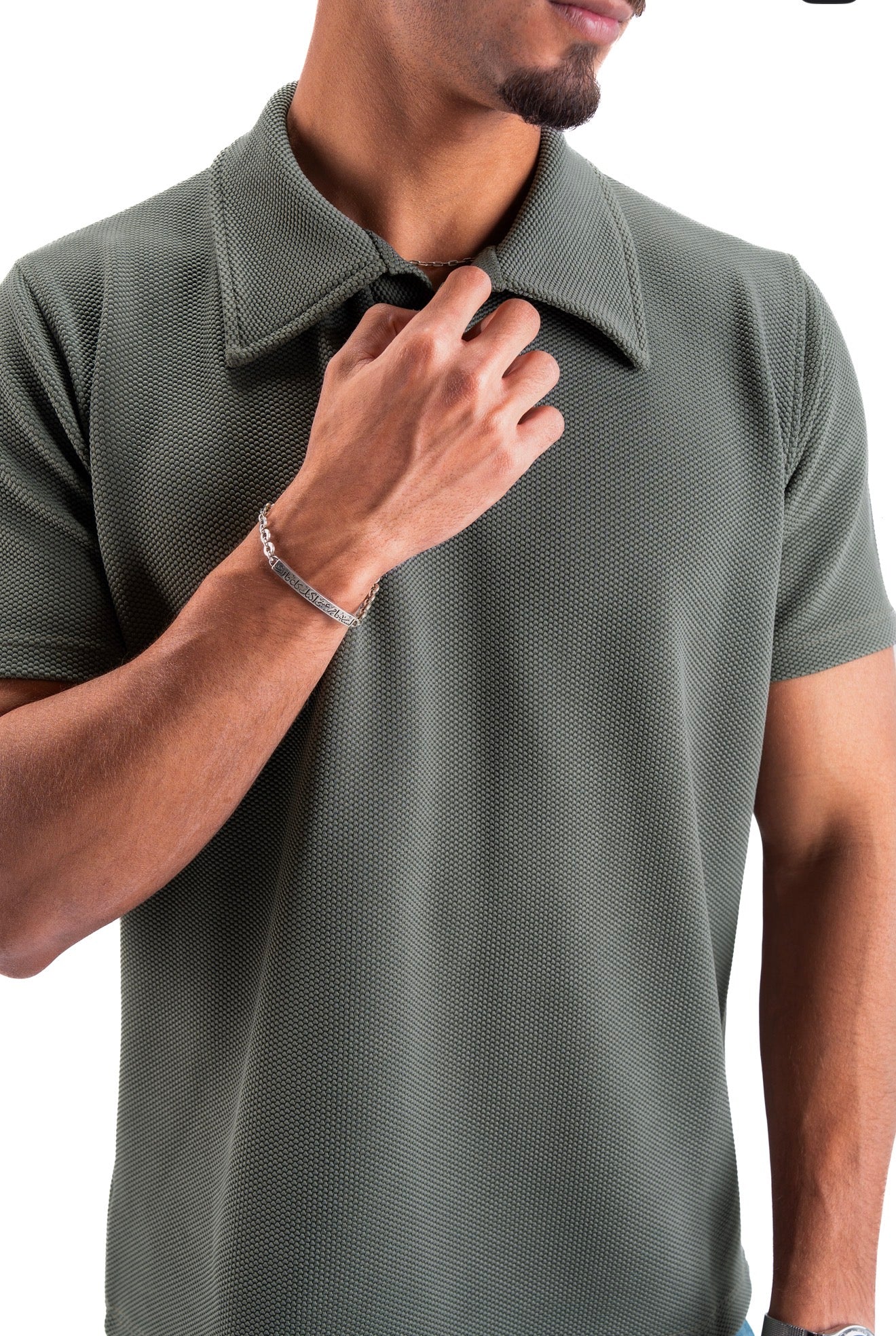 Olive Essential Textured Polo