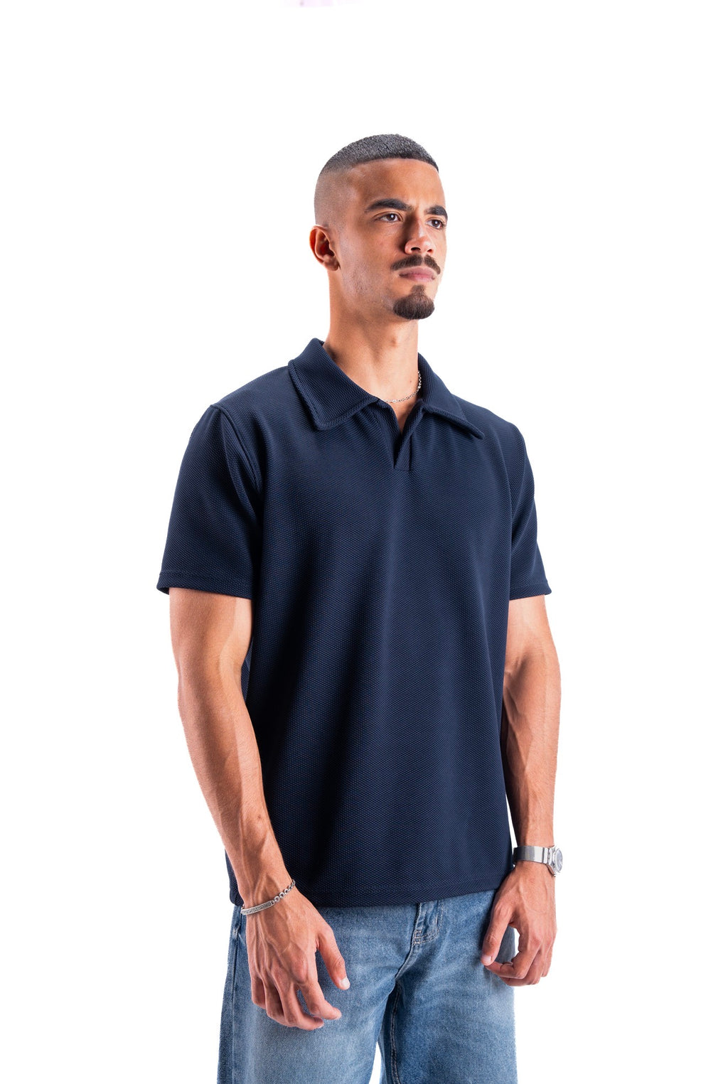 Navy Essential Textured Polo