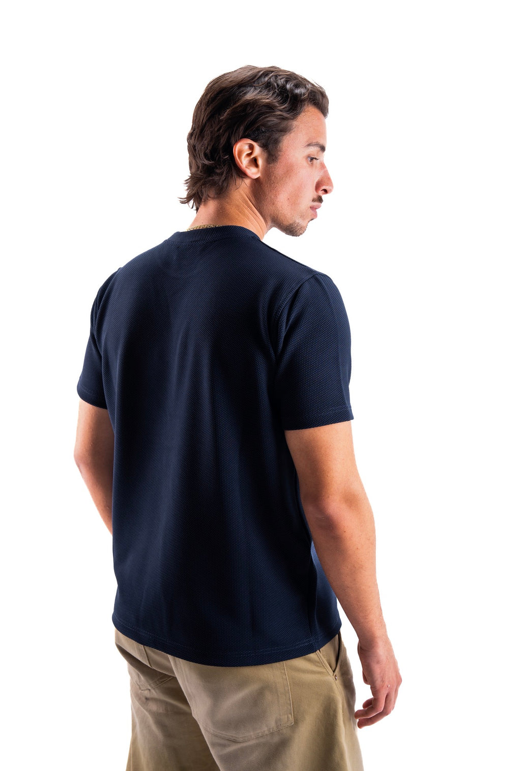 Navy Essential Textured round t.shirt