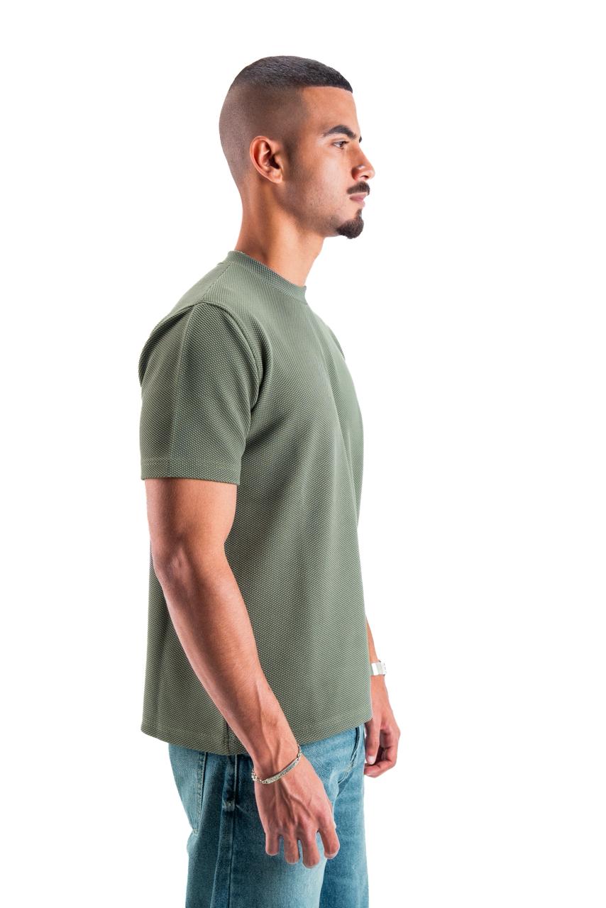 Olive Essential Textured round t.shirt
