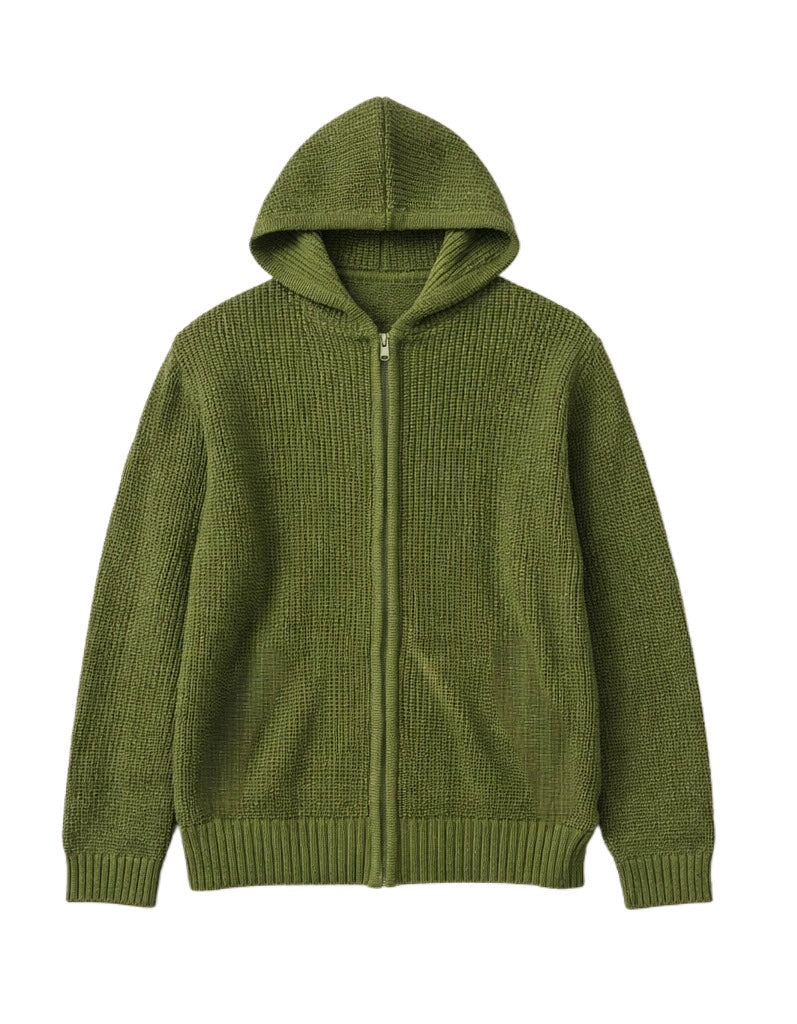 Light olive zip up knitted jacket