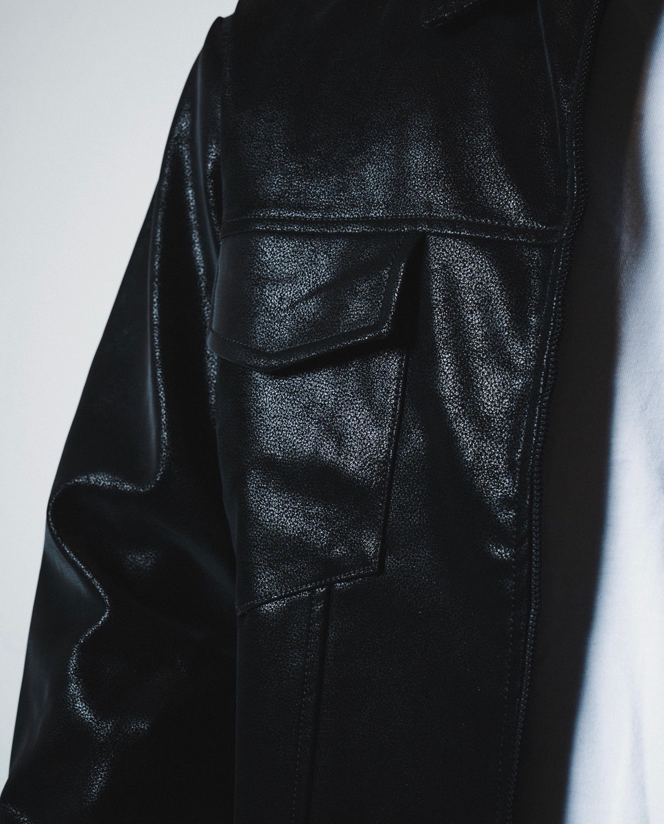 Men black leather jacket