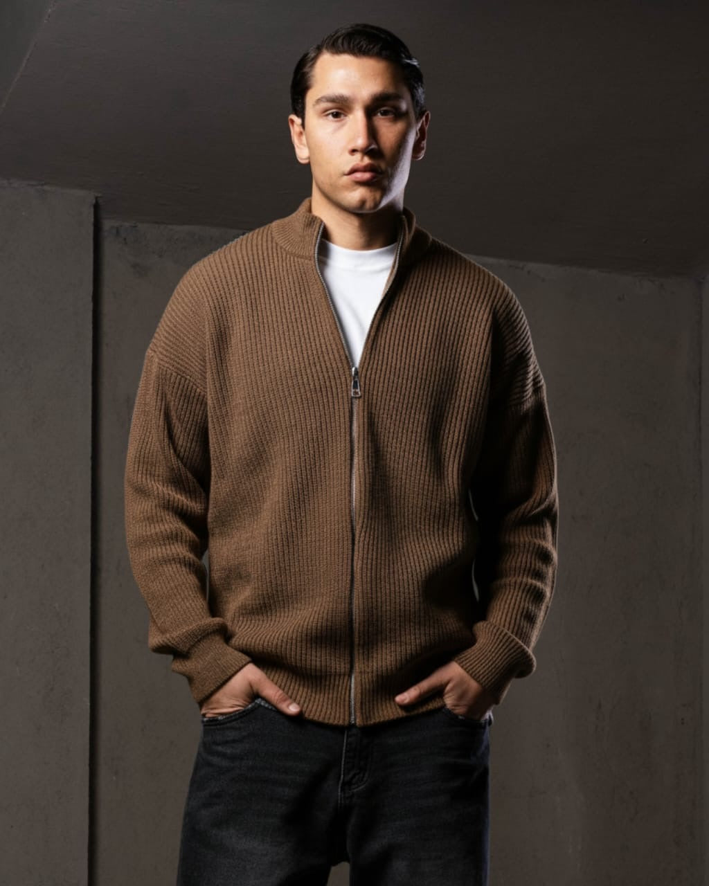 Brown knitted jacket