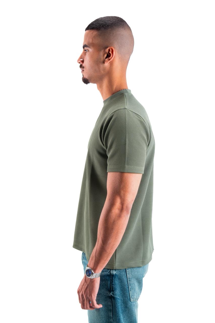 Olive Essential Textured round t.shirt