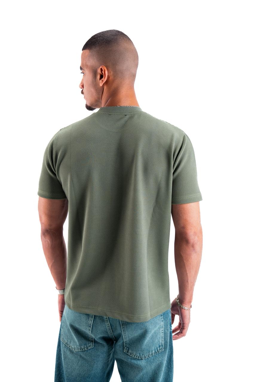 Olive Essential Textured round t.shirt