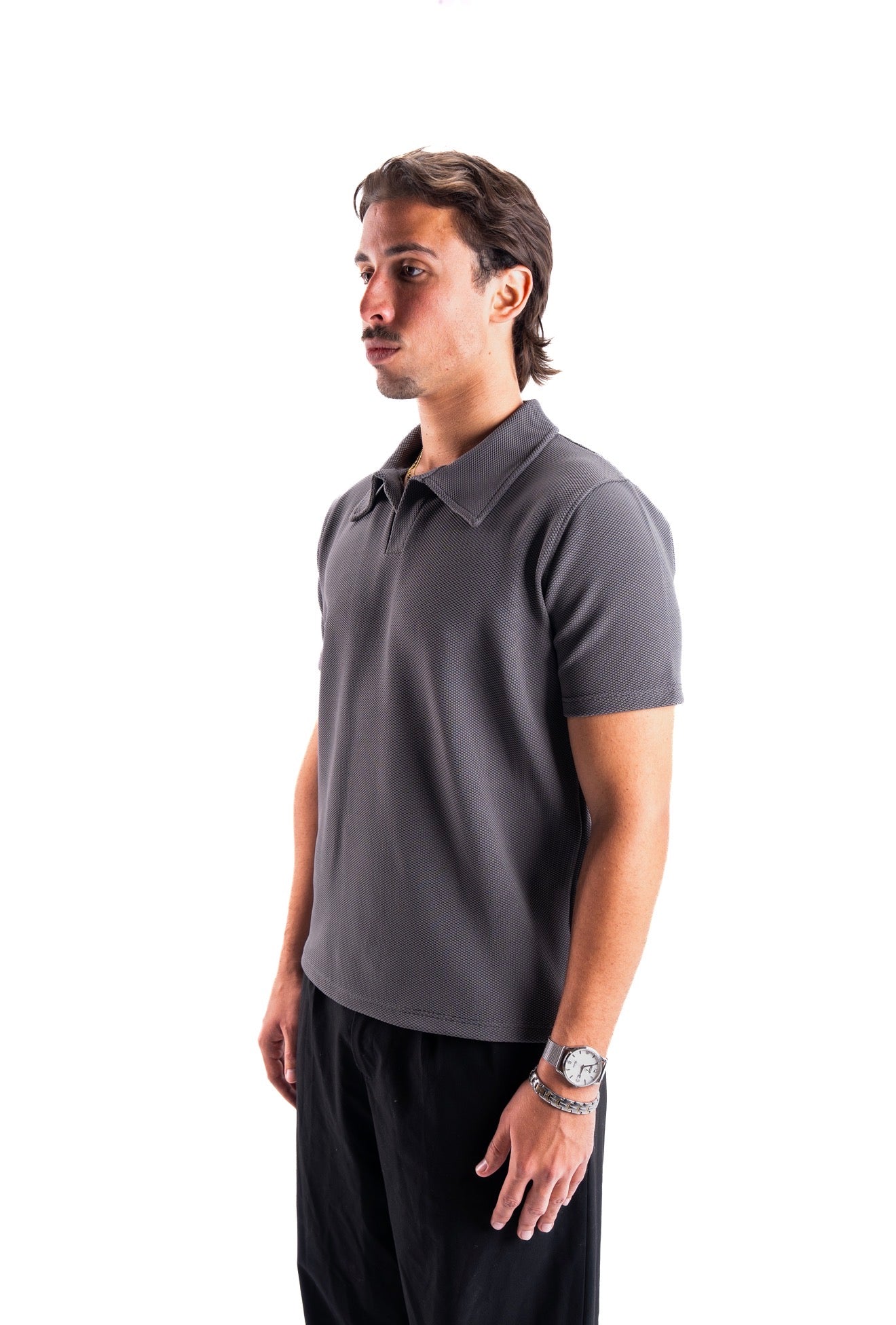 Grey Essential Textured Polo