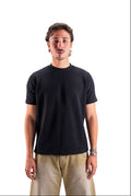 Black Essential Textured round t.shirt