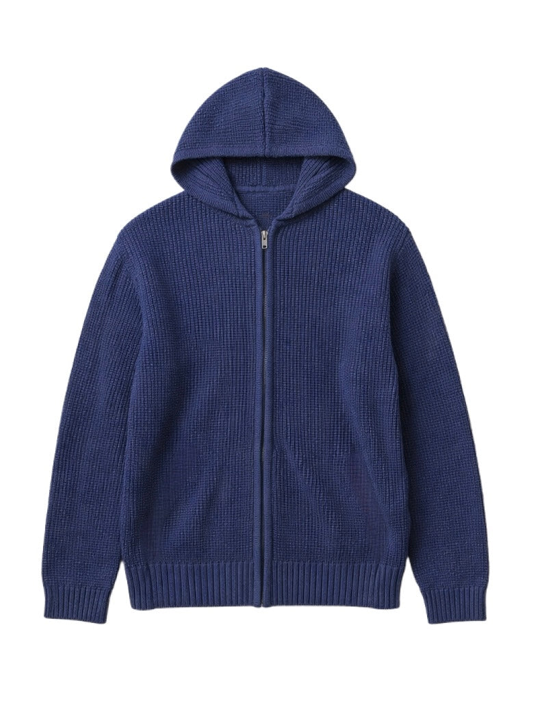 Blue zip up knitted jacket